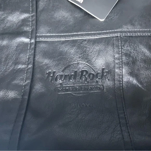 Hard Rock Hotel Casino Biloxi Faux Leather Jacket Black Bomber Mens NWT - Picture 4 of 8